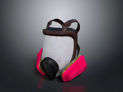 Tactical Military Weapon With Brown Straps White Filter Pink Sides And Black Respirator 3d model