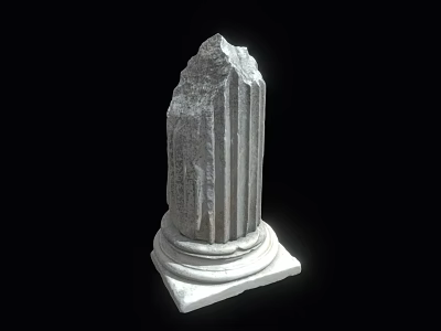 Rough Stone Fluted Column With Classical Pedestal Base And Textured Surface 3d model