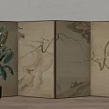 New Chinese-style Screen Partition Folding Screen 3d model