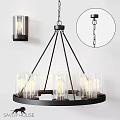 Modern Industrial Chandelier With Black Metal Frame And Glass Shades For Interior Decor