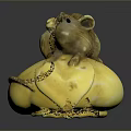 Brown Cartoon Mouse Game Movie Character Sitting On Yellow Object With Black Background