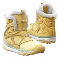 Yellow Winter Boots With Faux Fur Trim And Lace Up Design For Warm Weather Wear