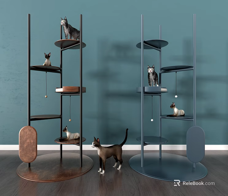 Modern Multi Level Cat Tree With Platforms For Indoor Cats Play Area 3d model 