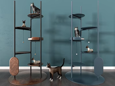 Modern Multi Level Cat Tree With Platforms For Indoor Cats Play Area 3d model