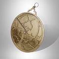 Vintage Metal Circular Jewelry Pendant With Intricate Floral Patterns And Hook Design