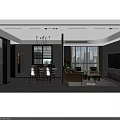 Modern Dining Living Room Interior Design With Dining Table Chairs Chandelier And Wine Rack