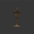 Ornate Vintage Metal Candelabra With Multiple Candle Holders And Circular Base