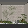 Garden Decor With Green Tree Glowing Moon Ferns And White Pebbles