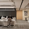 Modern Public Office Space Design With Workstations Office Chairs Contemporary Lighting And Minimalist Wall Art