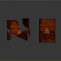 Red Industrial Barrels Damaged And Intact With Yellow Triangular Warning Signs