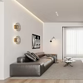 Modern Living Room Interior Design With Gray Sofa Rug Blinds And Wooden Flooring