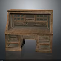 Wooden Writing Desk With Multiple Drawers Shelves And Upper Storage Cubbies