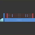 Sturdy Blue Boxing Ring Design With Red Ropes And Blue Steps 3d model