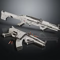 White Tactical Firearms with Rifle Pistol and Bullets in Modern Design