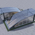 Modern Station With Glass Dome Structure Transparent Glass Walls And Canopy Roof Platform Area