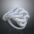 3D Printed White Intricate Woven Lattice Design Ring Daily Life Accessory
