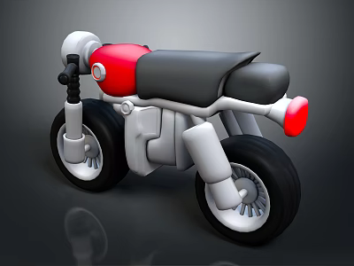 Stylish Red And Black Motorcycle With Black Seat Red Body And Black Wheels 3d model
