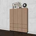 Modern Wooden Entryway Cabinet Sideboard With Decorative Items And Storage Drawers