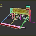 Solar Water Heating System With Metal Frame Transparent Collector Panels Storage Tank And Pipes