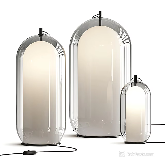 Modern Minimalist Transparent Glass Table Lamps With Various Sizes And Soft Lighting 3d model 
