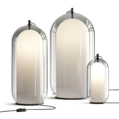 Modern Minimalist Transparent Glass Table Lamps With Various Sizes And Soft Lighting 3d model