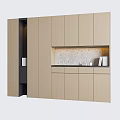 Modern Light Wood Shoe Cabinet With Multiple Doors And Textured Back Panel 3d model