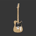 Electric Guitar With Wooden Body Black Pickguard Light Colored Neck And Tuning Pegs