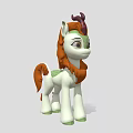 Cute Cartoon Pony Character With White Body Brown Mane And Green Hooves