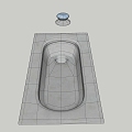 Squat pan squat pit foot button flush 3d model