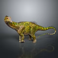 Green Spotted Dinosaur With Spiked Back And Horned Head Standing On Gray Background