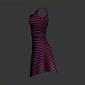 Man Designed Stylish Red And Black Striped Sleeveless Dress With Bow Belt