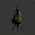 Vivid Green Spotted Fish with Intricate Scales and Clear Reflection on Gray Background