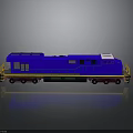 Blue 3D Model Train Locomotive With Cab Wheels And Shiny Surface