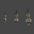 Three Fierce Cartoon Wolf 3D Models With Red Eyes And Gray White Fur