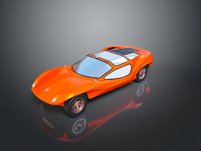 Orange Sleek Sports Car With Aerodynamic Body Transparent Roof Black Wheels And Unique Design 3d model