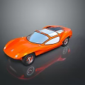 Orange Sleek Sports Car With Aerodynamic Body Transparent Roof Black Wheels And Unique Design