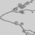Abstract Branch Line Design On Gray Background With Decorative Vine Patterns