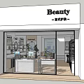 Elegant Beauty Store Interior With Skincare Products Display Shelves And Counter