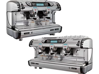 Stainless Steel Kitchen Coffee Machines With Digital Display And Multiple Brewing Spouts 3d model
