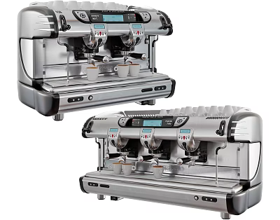 Stainless Steel Kitchen Coffee Machines With Digital Display And Multiple Brewing Spouts 3d model