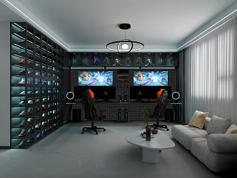 Electronic competition room computer desk computer hand 3d model