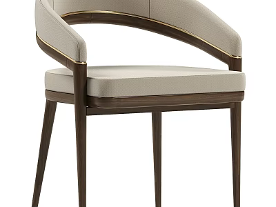 Modern Comfortable Leisure Chair With Beige Upholstered Seat Wooden Frame And Curved Armrest Design 3d model