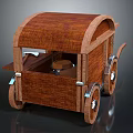 Classic Wooden Canopied Cart Design With Wheels And Solid Wooden Frame