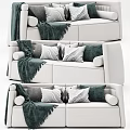 Brown Velvet Two Seater Sofa With Colorful Pillows And Dark Blue Blanket