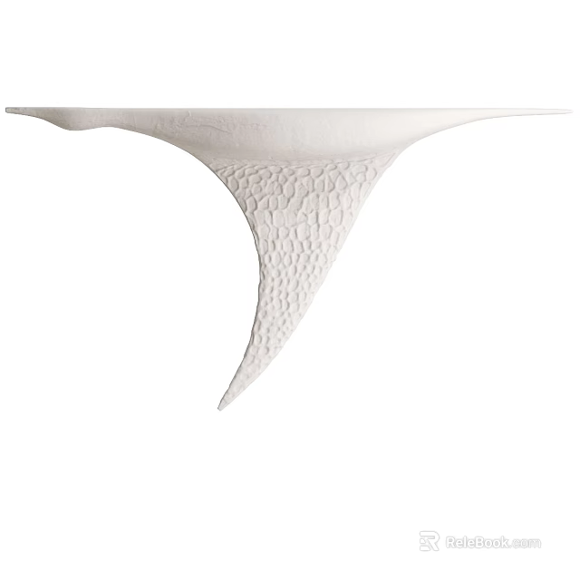 White Modern Textured Storage Shelf With Unique Curved Design For Home Decor 3d model