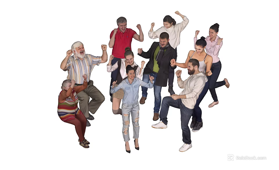 Group Of People Cheerfully Interacting Together 3d model