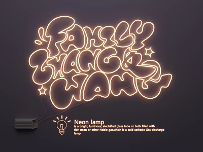 Neon advertising words graffiti luminous words 3d model