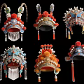 Traditional Chinese Peking Opera Helmet Pendants With Vibrant Colors And Intricate Decorations