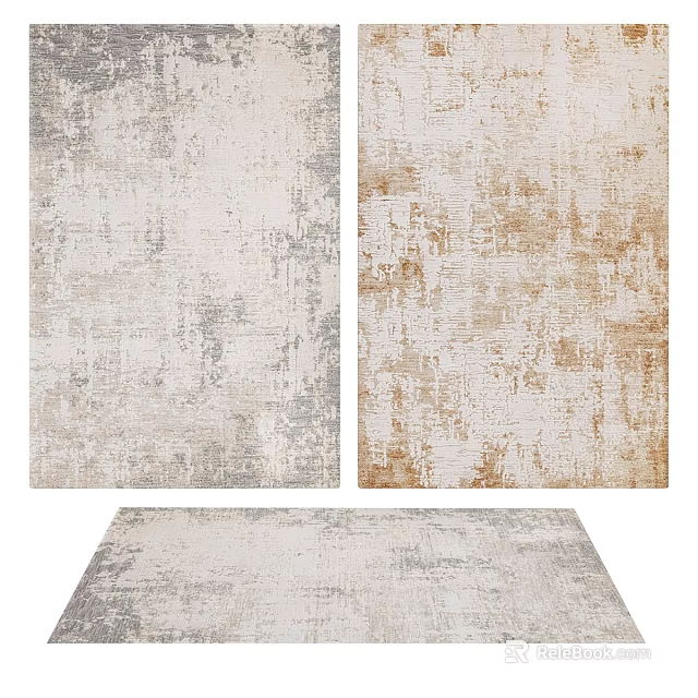 Modern Square Rugs in Gray Beige Tones with Textured Pattern for Home Decor 3d model
