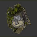 Detailed Japanese Castle Model With Surrounding Green Trees And Landscape